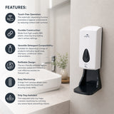 Dolphy Automatic Soap & Sanitiser Dispenser with Drip Tray 1000ml – White ABS, Touch-Free Infrared Sensor, Refillable & Hygienic Design for Commercial & Residential Use