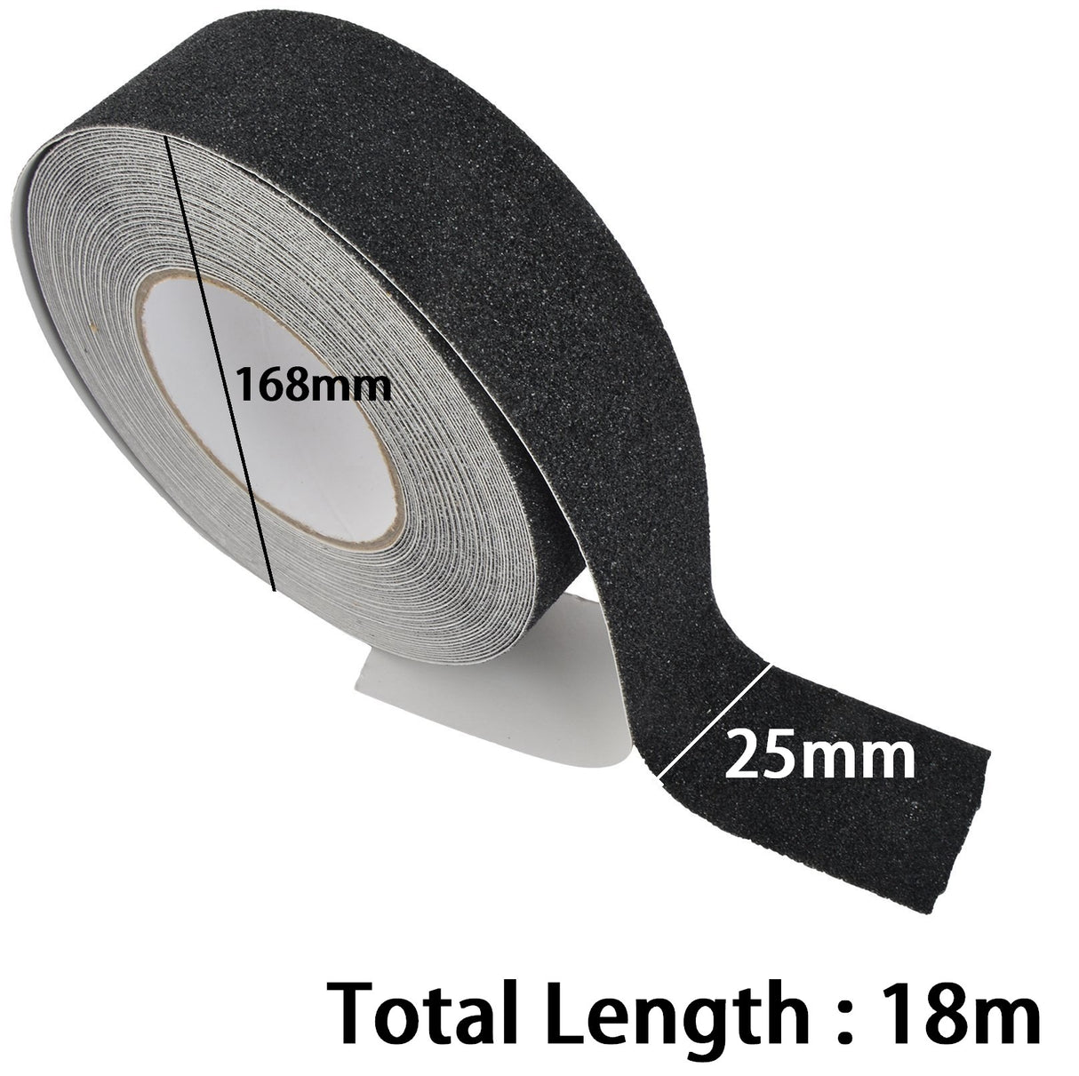 Dolphy Anti-Skid Safety Tape 25mm x 18m – Black, 60-Grit Slip-Resistant Surface, Water & Chemical Resistant Adhesive for Indoor & Outdoor Use on Stairs, Ramps & Walkways