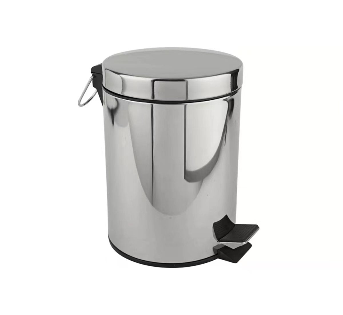 Dolphy 3L Stainless Steel Round Pedal Bin – Compact Foot Pedal Trash Can for Bathroom, Office, Hotel & Washroom – Silver Finish