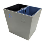 Dolphy 14L Premium Grey Leather & Wood Dual Compartment Recycle Bin