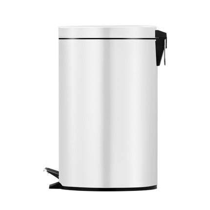 Dolphy Round Stainless Steel Pedal Bin 5L - White