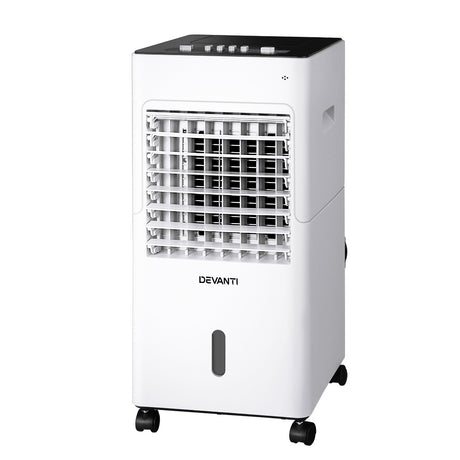 Devanti 6L evaporative air cooler, black and white