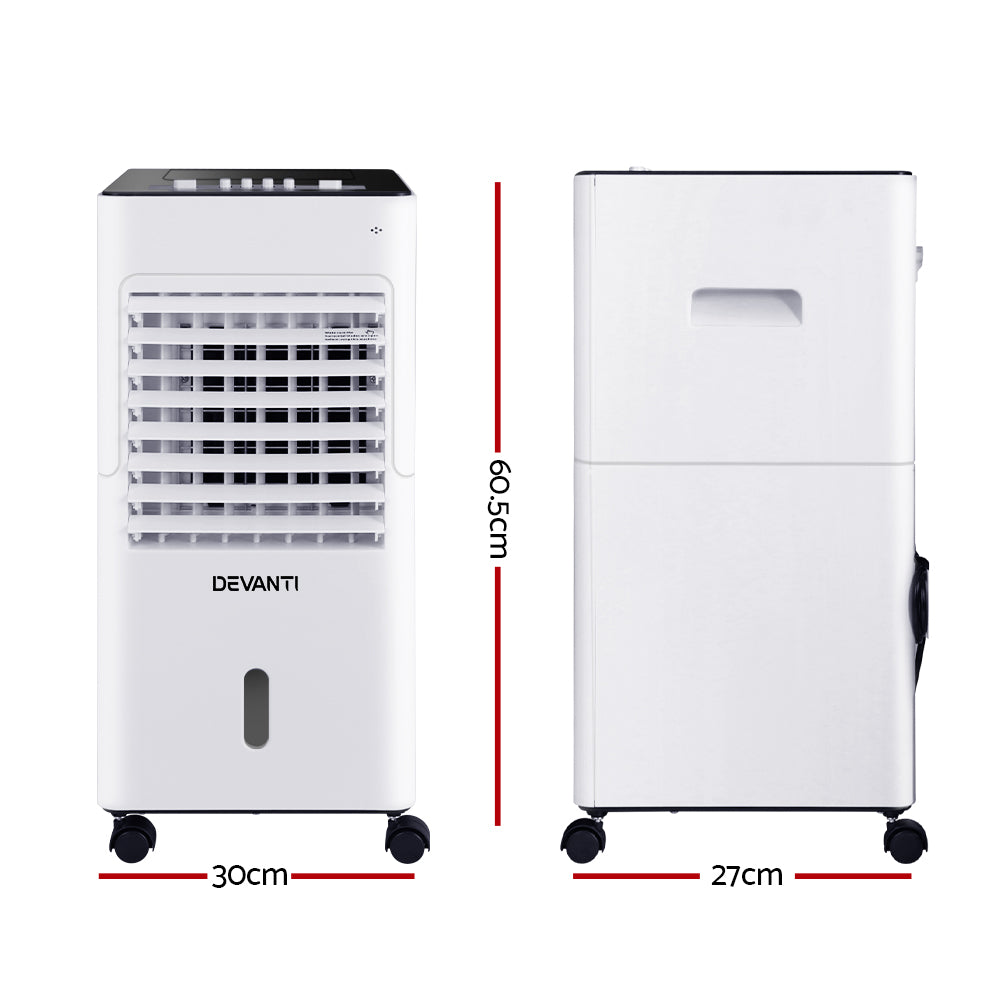 Devanti 6L evaporative air cooler, black and white