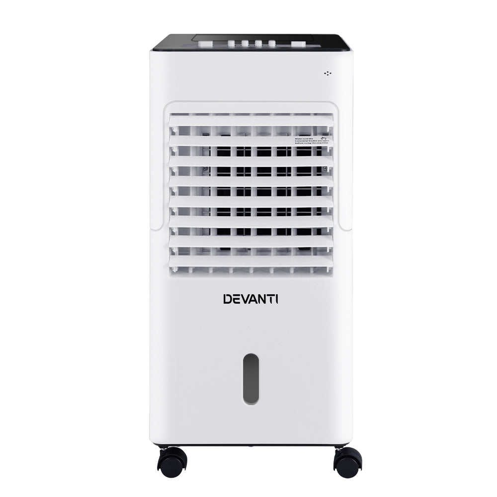 Devanti 6L evaporative air cooler, black and white