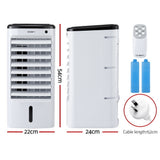 Devanti 4L 3-in-1 evaporative air cooler with remote, white and black