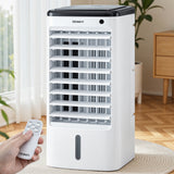 Devanti 4L 3-in-1 evaporative air cooler with remote, white and black