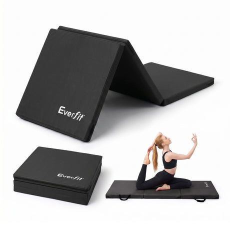 Everfit black folding fold tumbling mat.