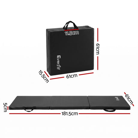 Everfit black folding fold tumbling mat.