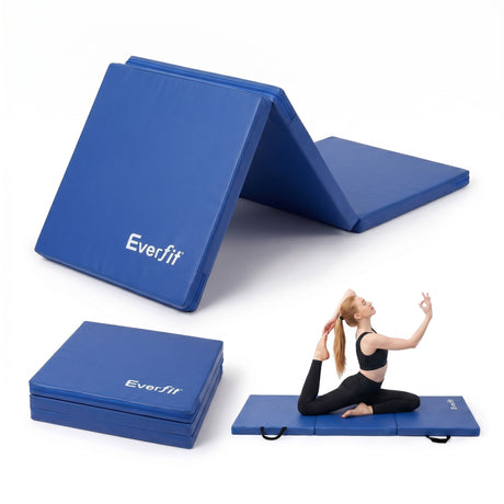 Blue folding fold tumbling mat, 180x60cm.