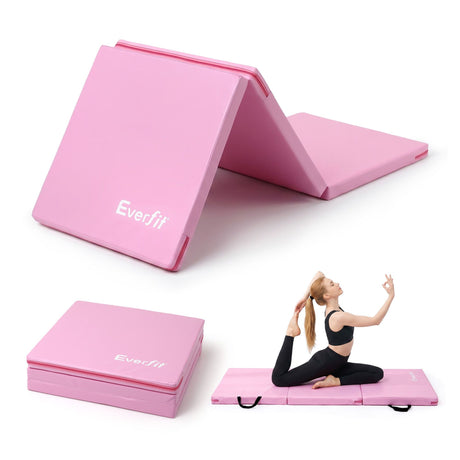 Pink folding fold tumbling mat, 180x60cm.