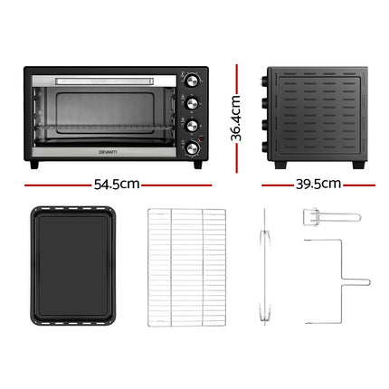 Devanti 45L Convection Oven Electric Fryer Ovens 1800W