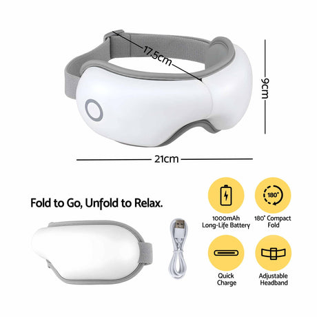 White foldable eye massager, rechargeable.