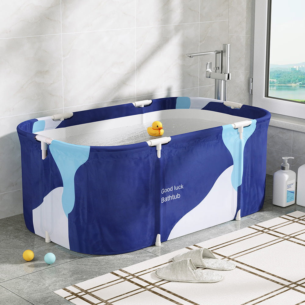 Navy blue PVC inflatable cushion, 114x62cm.