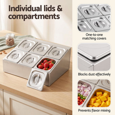 Chef stainless steel food serving display.