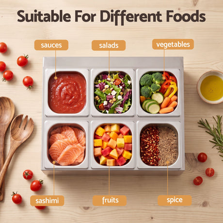 Chef stainless steel food serving display.