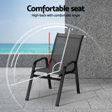 Gardeon 2PC Outdoor Dining Chairs Stackable Lounge Chair Patio Furniture Black