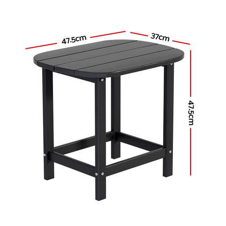 Gardeon HDPE black side table, weatherproof.