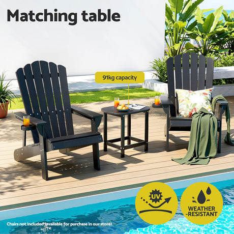Gardeon HDPE black side table, weatherproof.