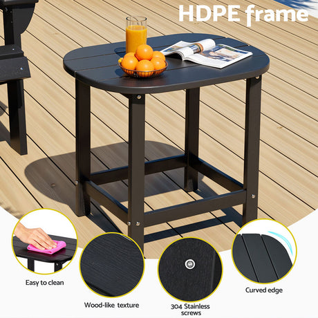 Gardeon HDPE black side table, weatherproof.