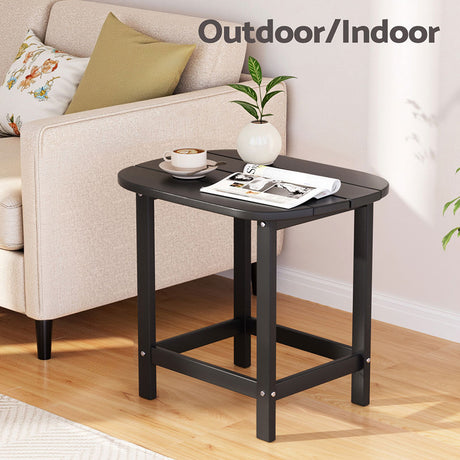 Gardeon HDPE black side table, weatherproof.