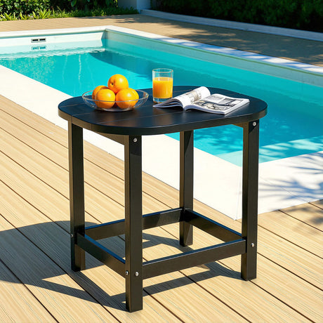 Gardeon HDPE black side table, weatherproof.
