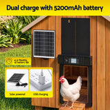 Giantz Automatic Chicken Coop Door 37cm Solar Powered Smart App Control Black