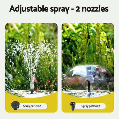 Solar pond fountain pump, 1190L, height adjustable.