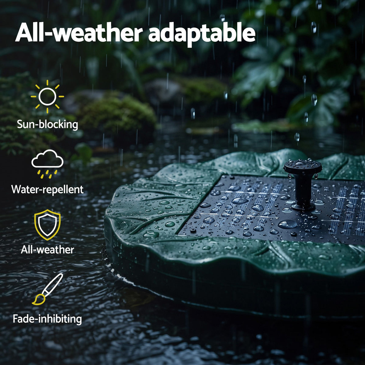 Solar fountain pumps, 31cm, operated by remote control.