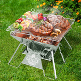 Portable fire pit, folds flat, supplied with a carry bag.
