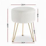 Artiss Ottoman Foot Stool Vanity Velvet Round White