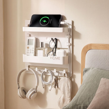 Artiss Bedside Shelf Wall Mount Organiser - Self-Adhesive Floating Nightstand Caddy for Storage