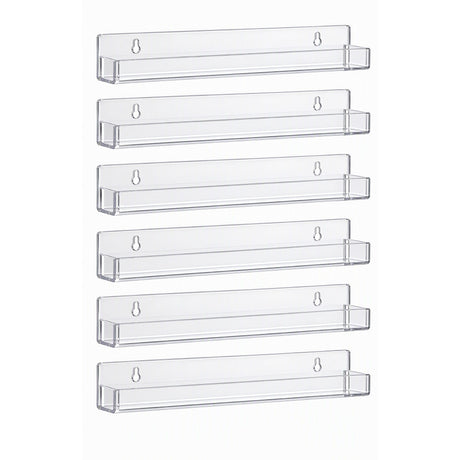 Artiss 6-Pack Acrylic Wall Shelves, Clear Floating Display Shelf with Detachable Panels & Front Lip