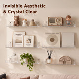 Artiss 6-Pack Acrylic Wall Shelves, Clear Floating Display Shelf with Detachable Panels & Front Lip