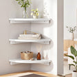 Artiss 3pc Corner Floating Wall Shelf Wall Mounted Display Rack Round Edge White.