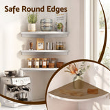 Artiss 3pc Corner Floating Wall Shelf Wall Mounted Display Rack Round Edge White.