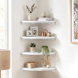 Artiss 4pc Corner Floating Wall Shelf Wall Mounted Display Rack Round Edge White.