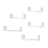 Artiss floating wall shelves set of 5, U-shape display ledge, white