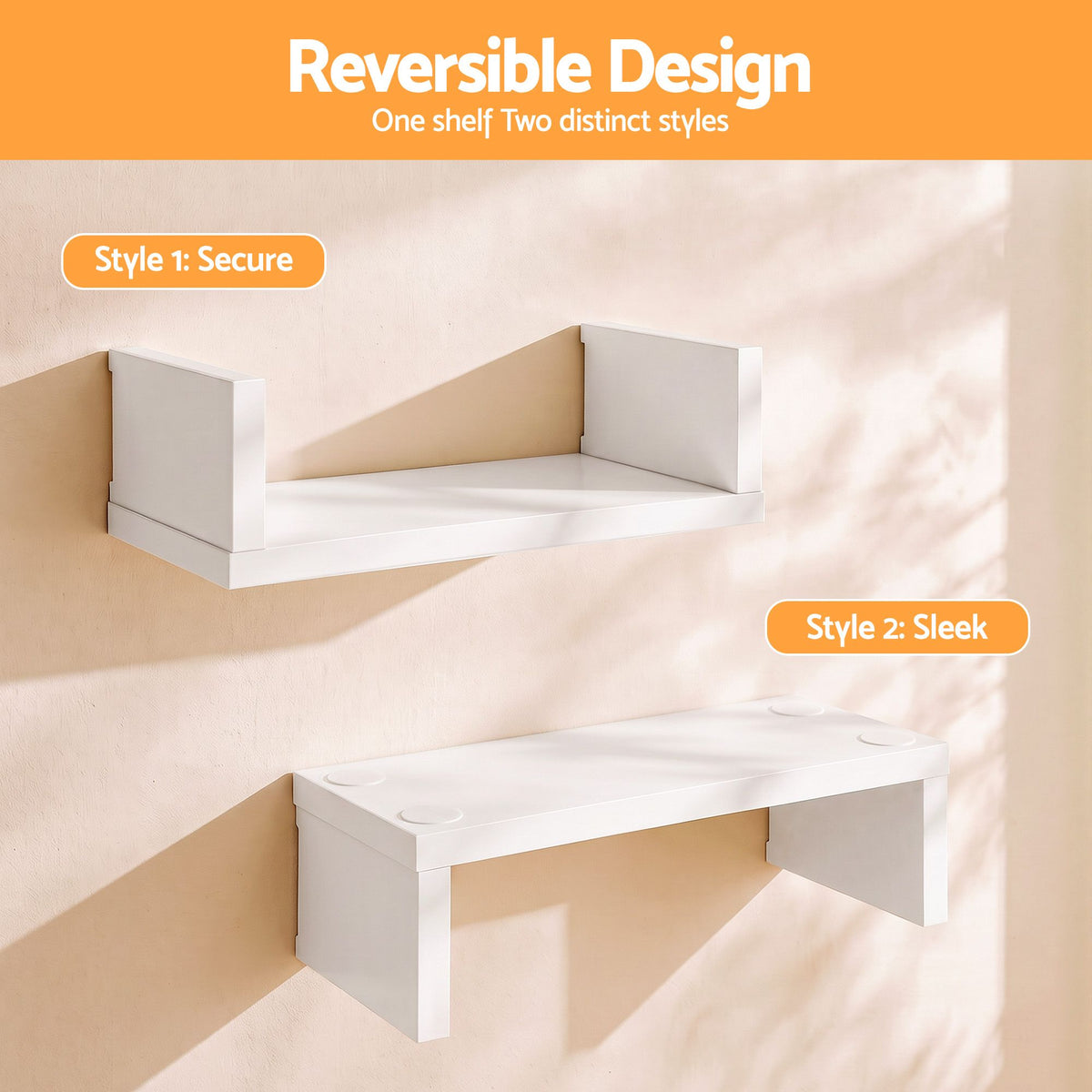 Artiss floating wall shelves set of 5, U-shape display ledge, white