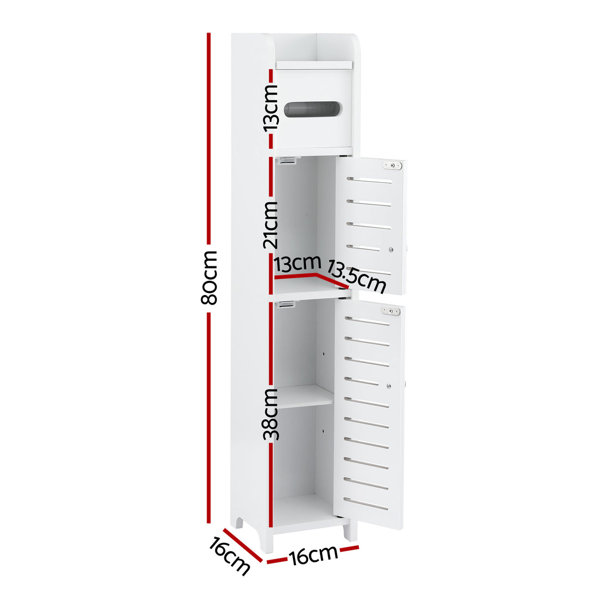 Artiss Bathroom Storage Cabinet 3-Tier Slim Toilet Paper Holder Organizer White