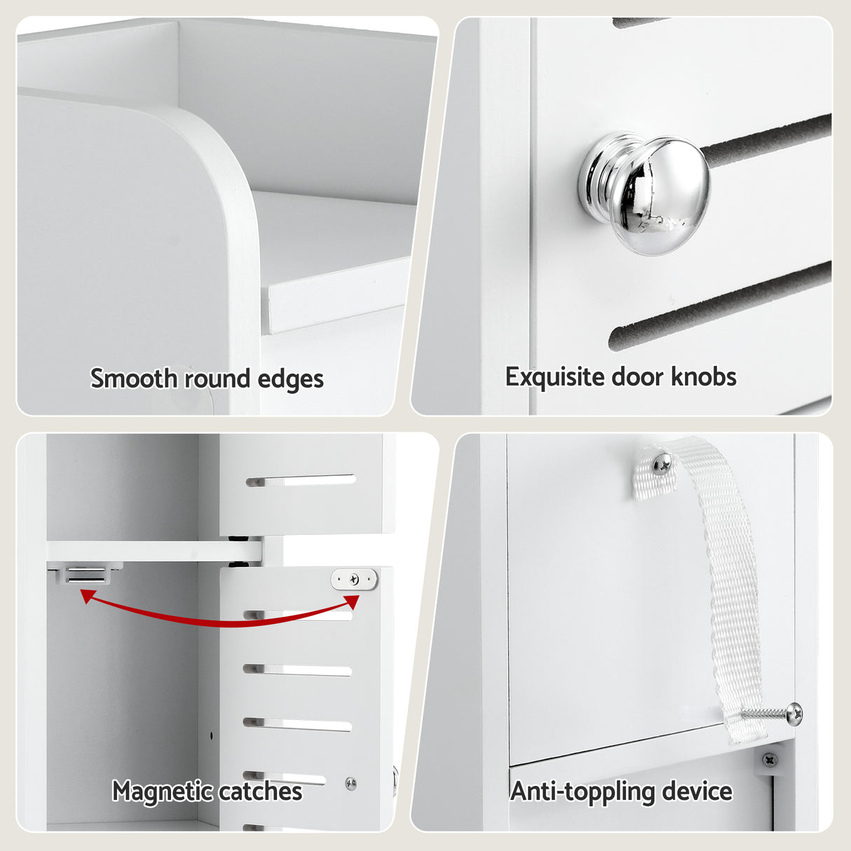 Artiss Bathroom Storage Cabinet 3-Tier Slim Toilet Paper Holder Organizer White