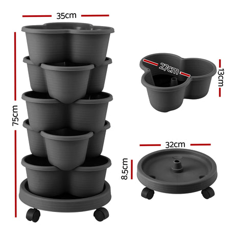 Green Fingers black stackable garden beds.