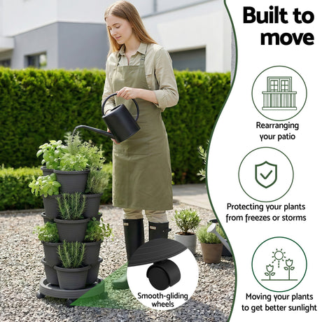 Green Fingers black stackable garden beds.