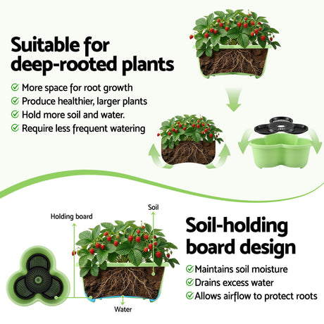 Green Fingers green stackable garden beds.