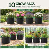 Green Fingers 15 Gallon Grow Bags 300gsm thick Aeration Fabric Pots 10 Pack.