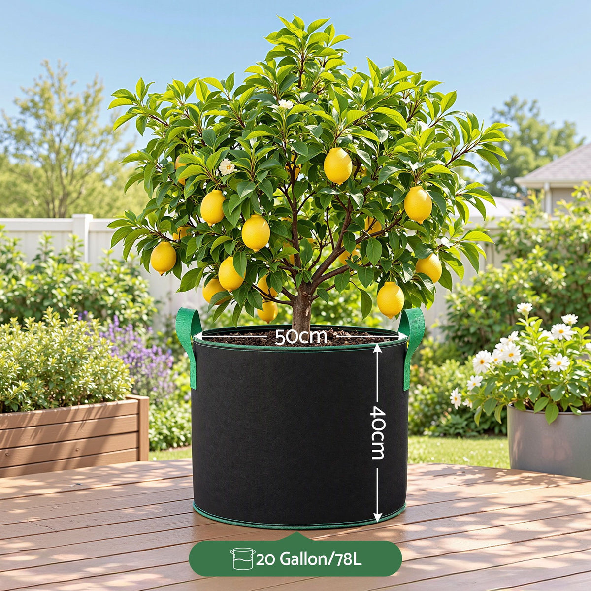 Green Fingers 20 Gallon Grow Bags 300gsm thick Aeration Fabric Pots 10 Pack.
