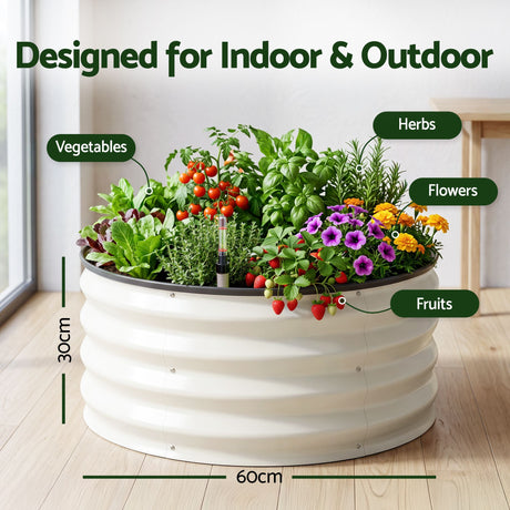 Green Fingers self watering round garden bed, galvanised, 60x60x30cm