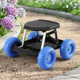 Gardeon Garden Cart Seat with Wheels, Rolling Work Stool with Tool Storage Tray.