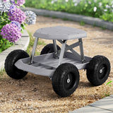 Gardeon Garden Cart Seat with Wheels, Rolling Work Stool with Tool Storage Tray.