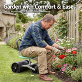 Gardeon Gardening Cart with 360° Swivel Seat | Rolling Work Seat with Adjustable Height & All-Terrain Wheels | 130KG Capacity Heavy Duty Garden Scooter for Back Pain Relief & Vehicle Detailing | Foldable Backrest & Ventilated Seat, Green