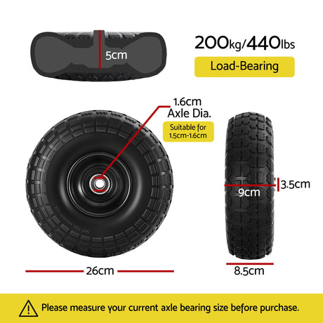 Gardeon rubber wheel, 26cm, 2pcs, double size.